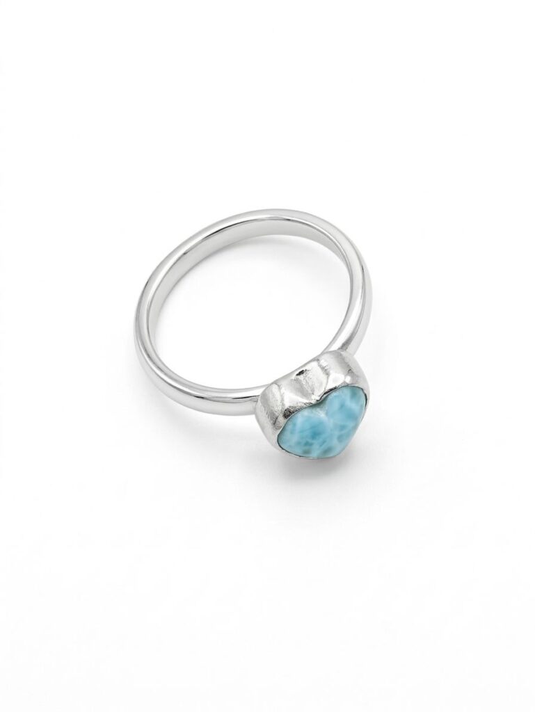 Heart Larimar Silver Ring