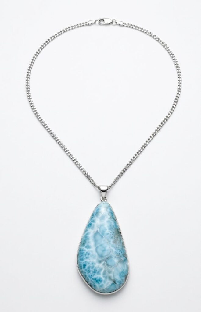 Larimar Pendant with Silver Chain