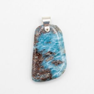 Natural Larimar Sterling Silver Pendant