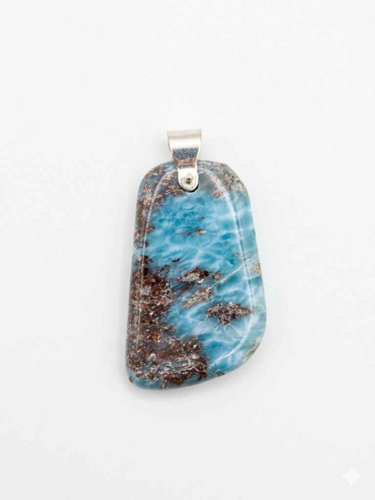 Natural Larimar Sterling Silver Pendant