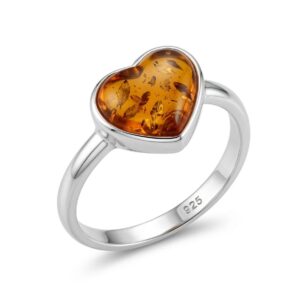 Sterling Silver Amber Heart Ring alternate view